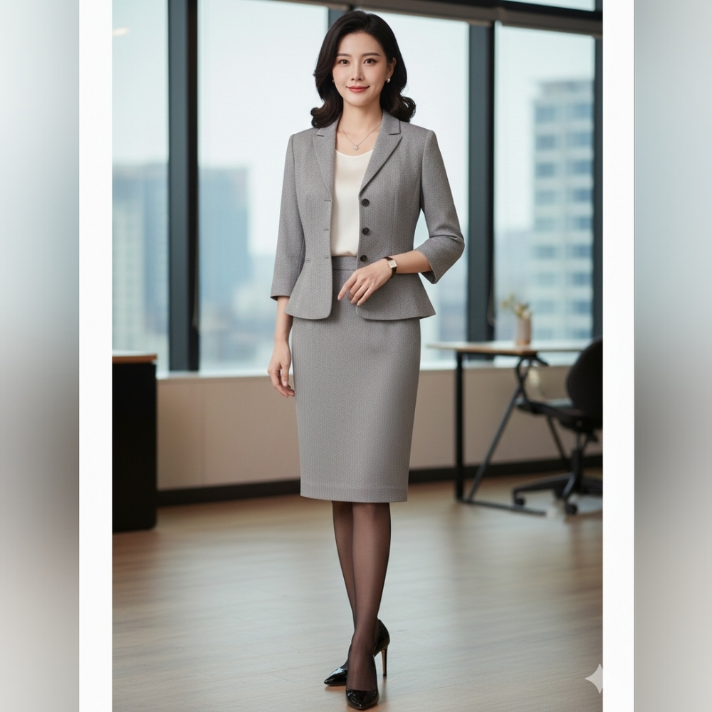 Tahri Gray Skirt suit- Elegant Professional Outfit.